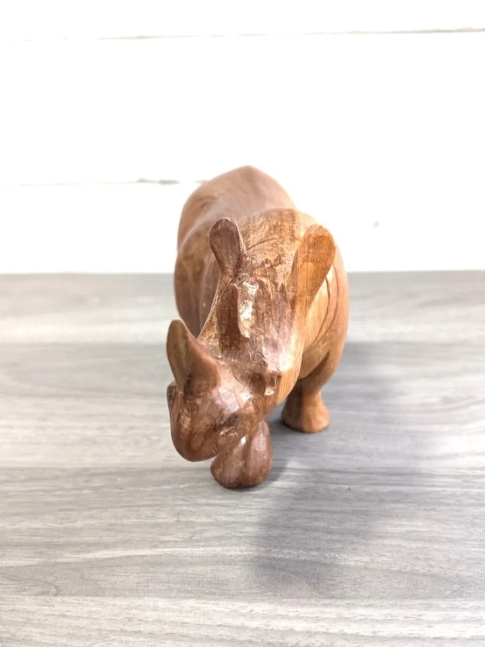 VTG Hand Carved Solid Wood Rhino-Rhinoceros figure 8